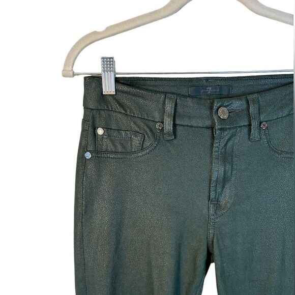 For All Mankind Skinny Emerald Metallic Jeans Ankle Size 26 - Picture 5 of 8